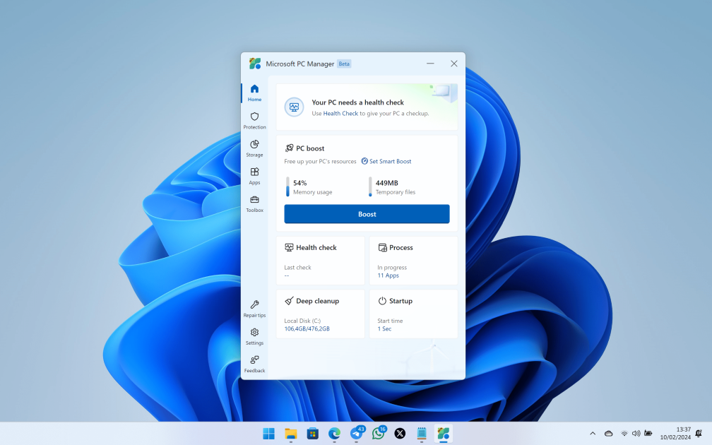 Microsoft PC Manager para optimización y limpieza del PC